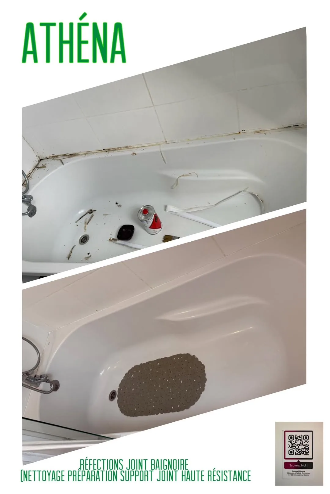 Réfection de joints de baignoire - intervention L’Olympe
