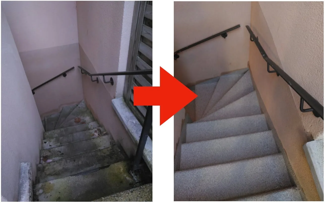 Remise en état d’un escalier extérieur - intervention L’Olympe