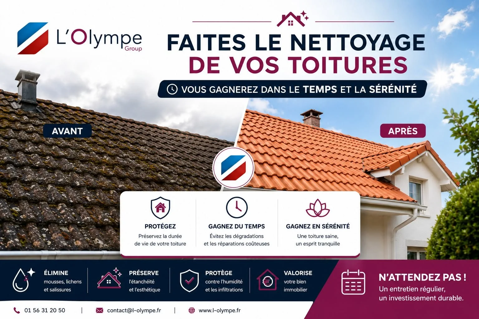 Traitement anti-mousse de toiture - intervention HÉRA