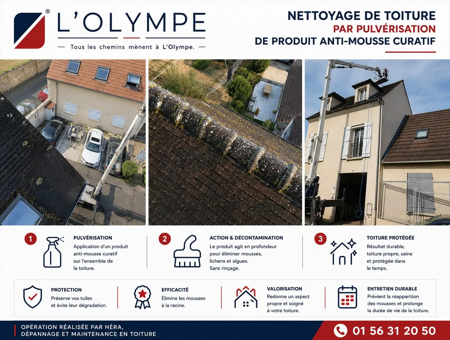 Nettoyage de toiture avec accès en hauteur - intervention HÉRA